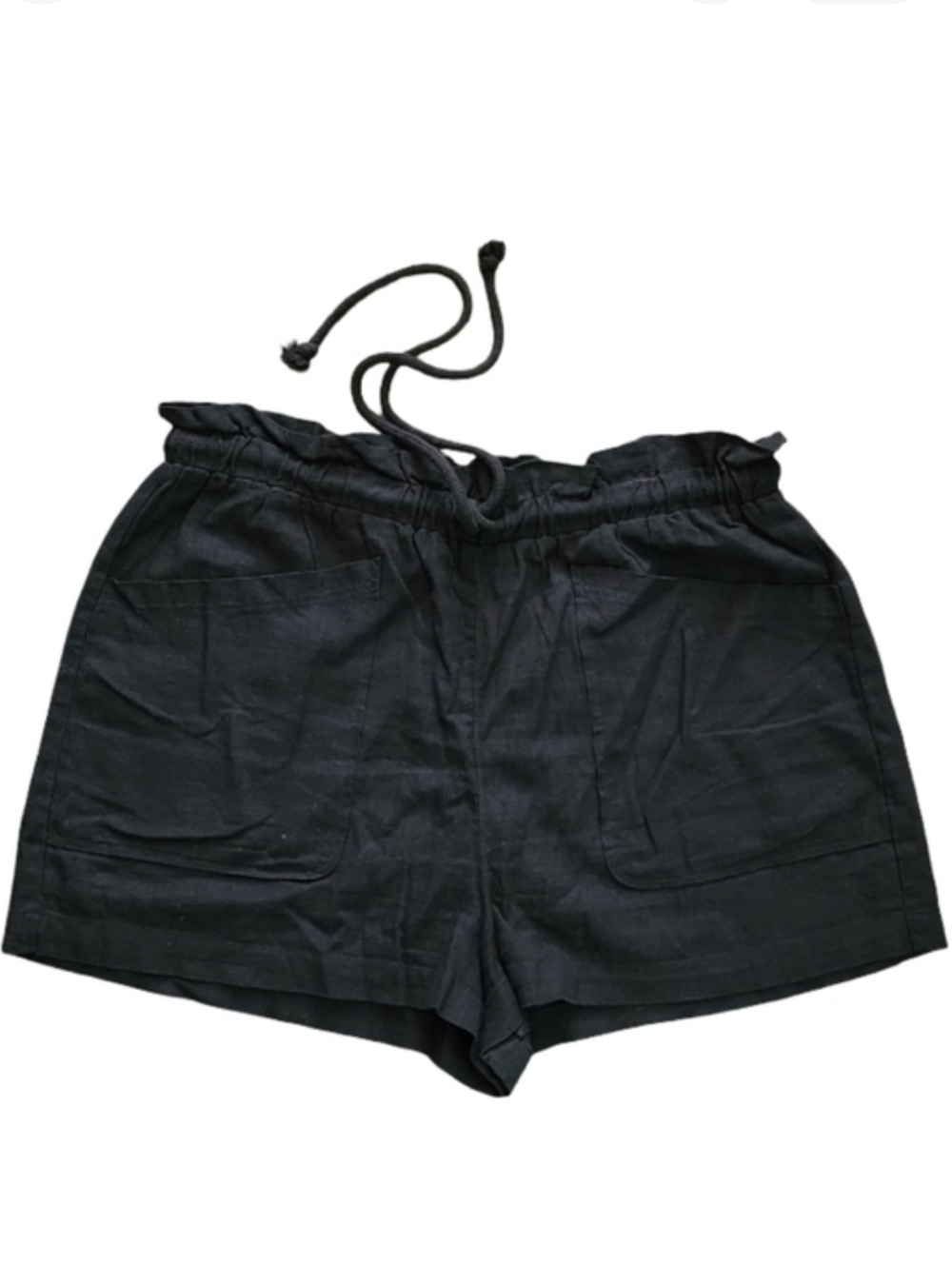 Universal Thread Linen Blend Shorts Black‎ Paperbag Waist Pull-On Size Medium